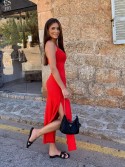 Red summer maxi dress with straps FG670 - Online store - Boutique